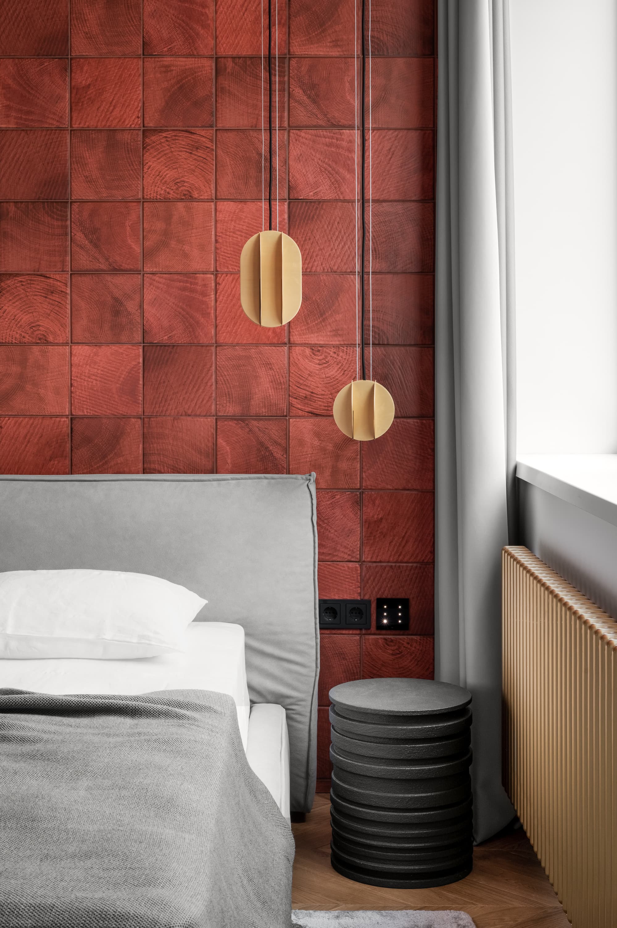 Dark bathroom with stone surfaces
